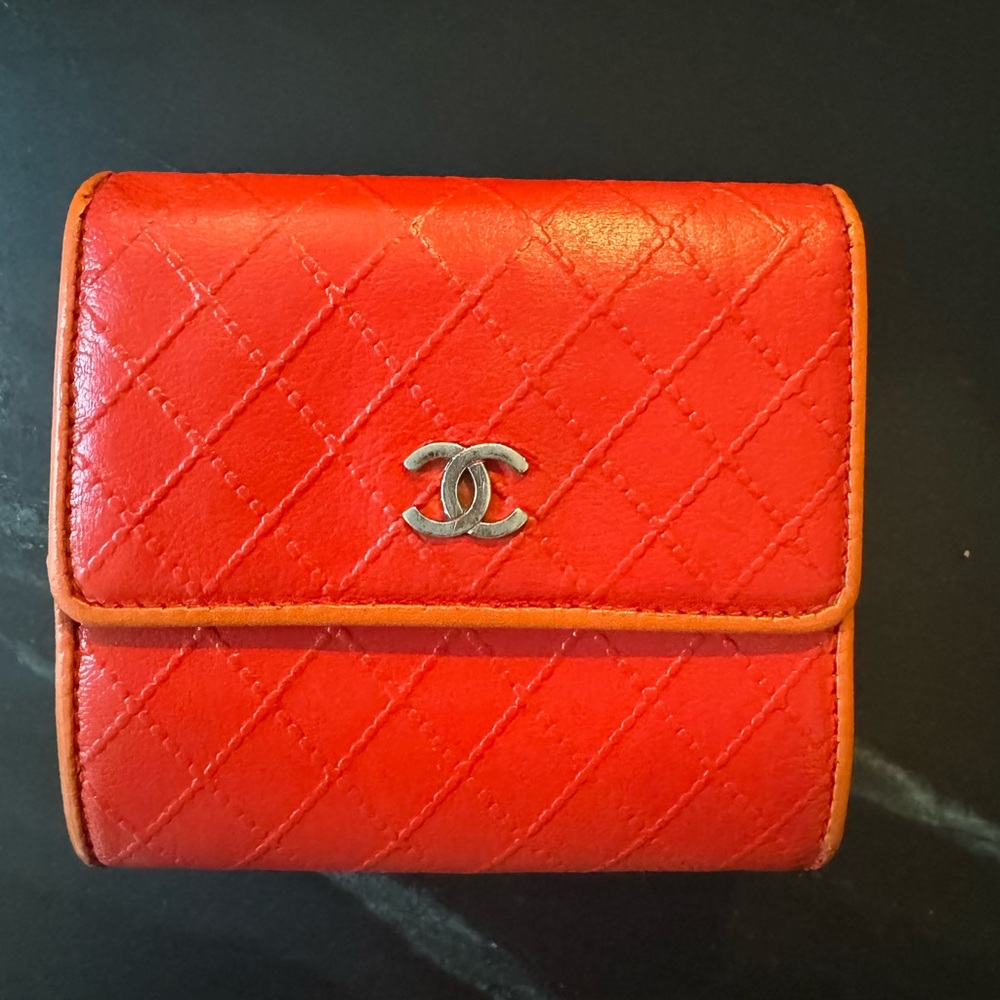 Chanel Vibrant Red Quilted Wallet